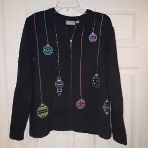 CROFT & BARROW Christmas/Holiday  Zip front cardigan sweater